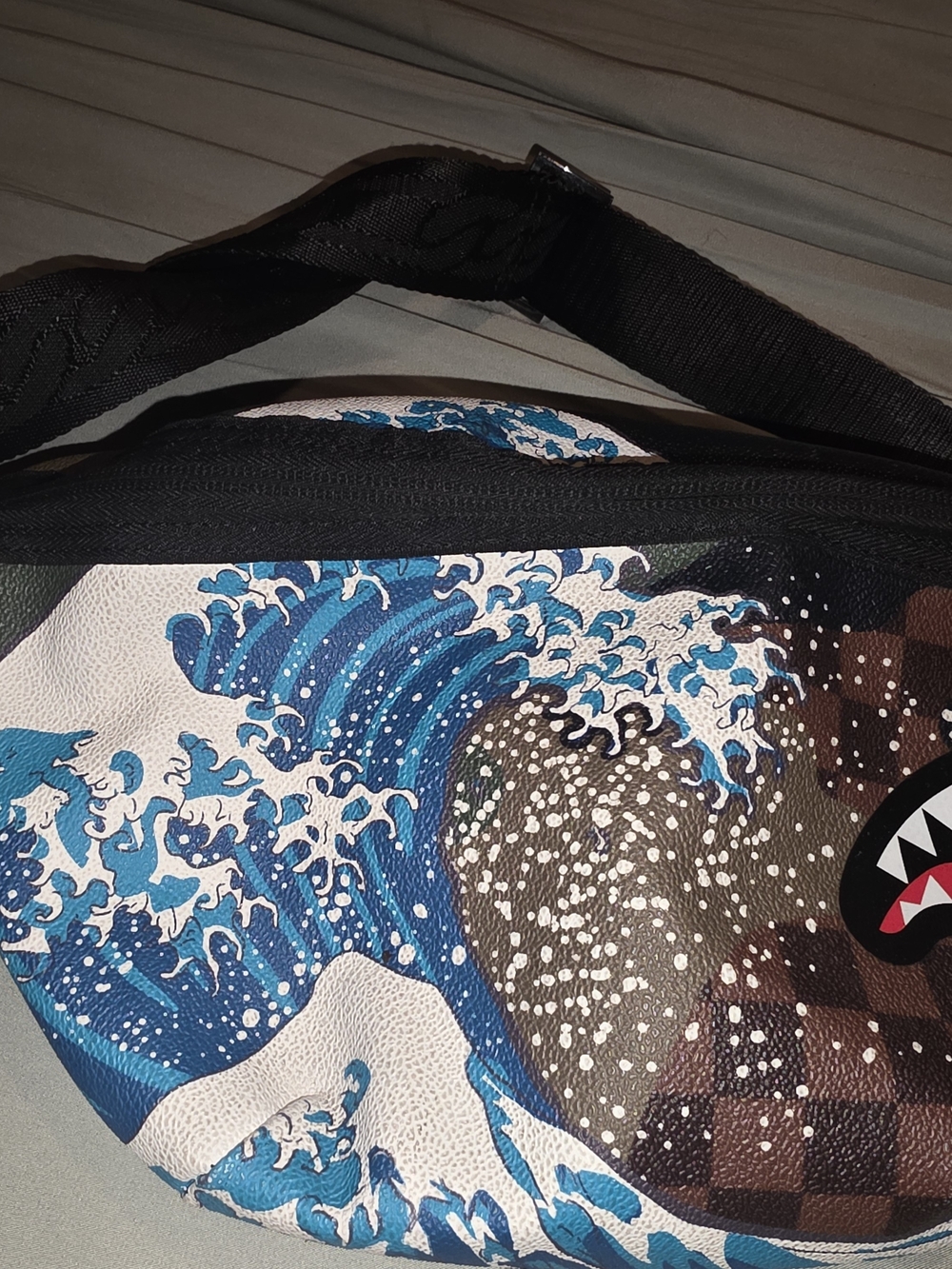 Limited Edition Sprayground Blue Wave Print Unisex Crossbody Beltbag Sling Bag